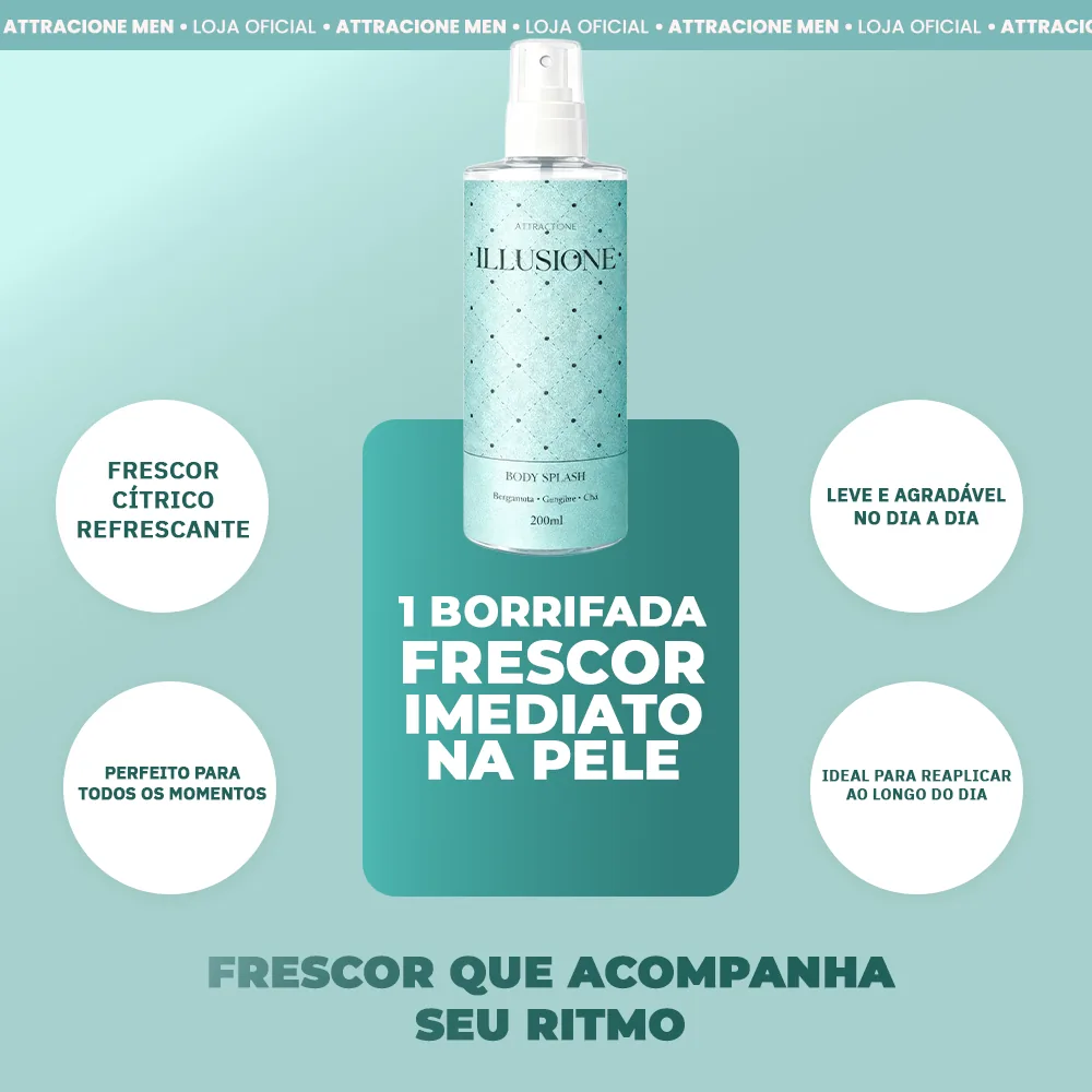 Body Splash Illusione 200ml - Frescor Cítrico Refrescante, Leve e Ideal para o Dia a Dia