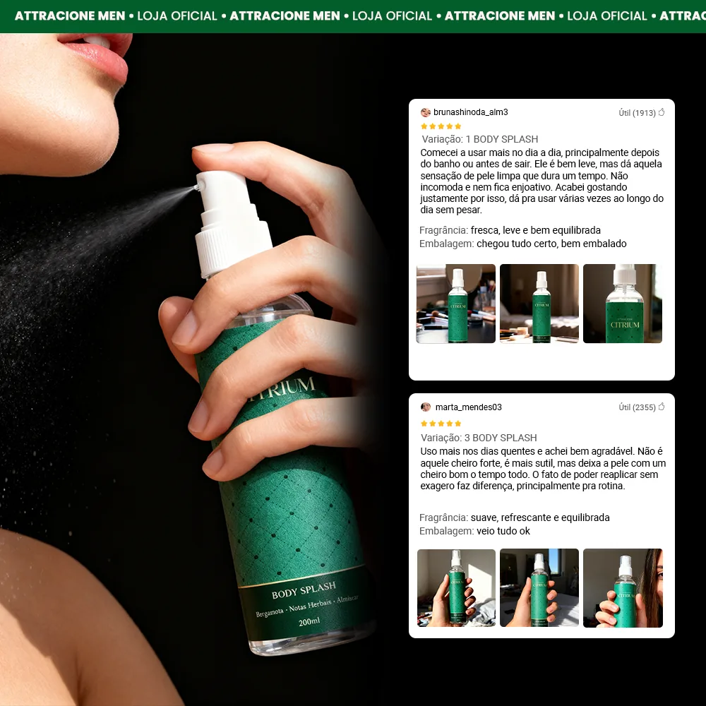 Body Splash Citrium 200ml - Fragrância Cítrica Refrescante, Leve e Ideal para o Dia a Dia