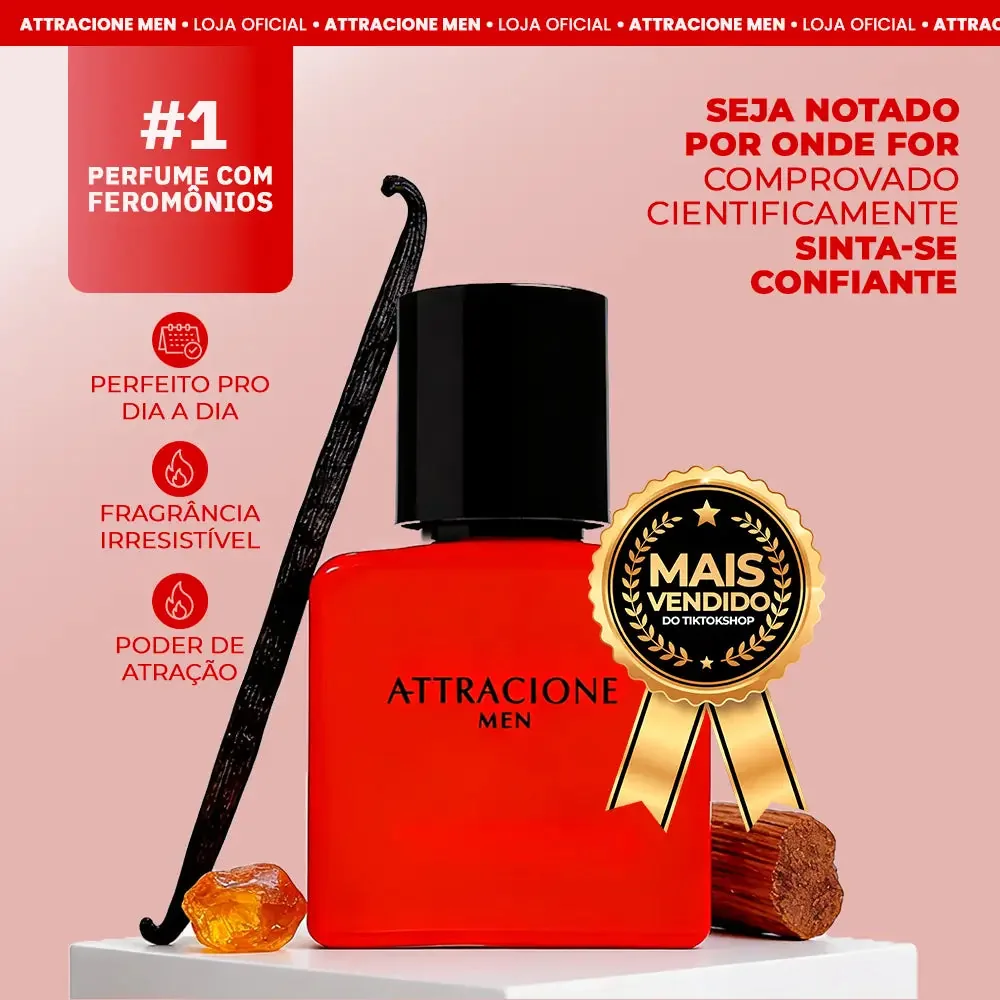 Attracione Men: frasco vermelho, notas aromáticas e apresentação da fragrância